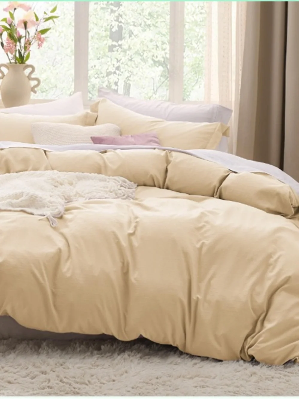 Alabaster Gleam Cotton-Like Polyester Duvet 3Pc Set QUEEN SIZE